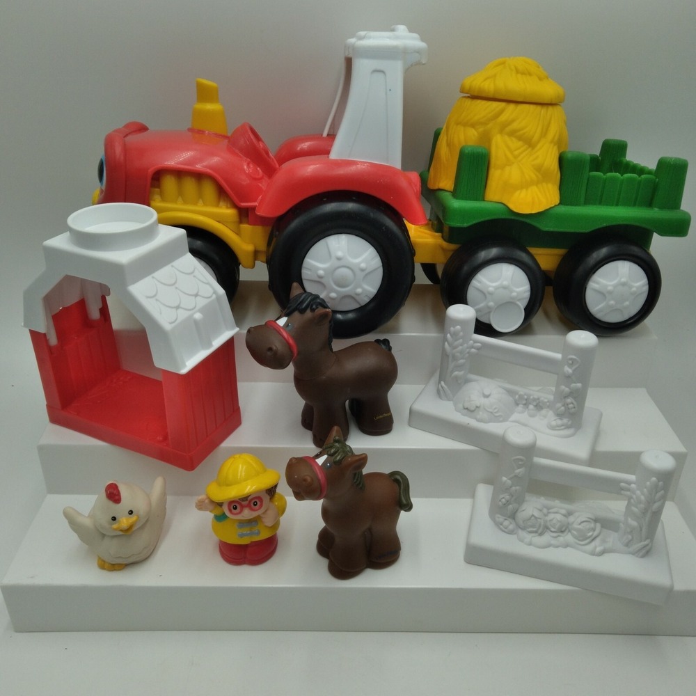 Little People Farm Barn Coop Farmer Girl RainSuit Tractor Horse Chick Fence 2007
